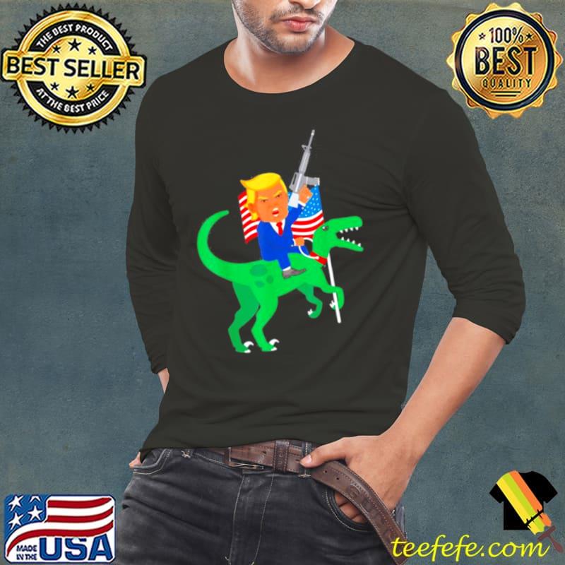 Premium Trump Velociraptor Gun US Flag 2022 Election Republican Long Sleeve Tee Premium Trump Velociraptor Gun US Flag 2022 Election Republican Long Sleeve Tee