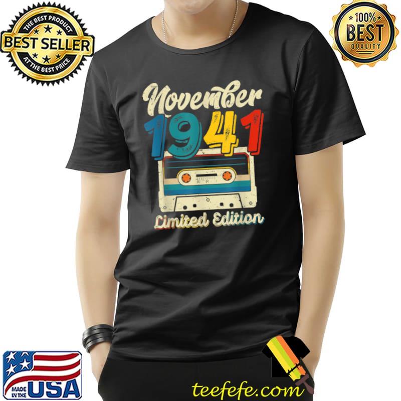 Retro November 1941 Cassette Tape 80th Birthday Decorations T Shirt Unisex Retro November 1941 Cassette Tape 80th Birthday Decorations T Shirt Unisex