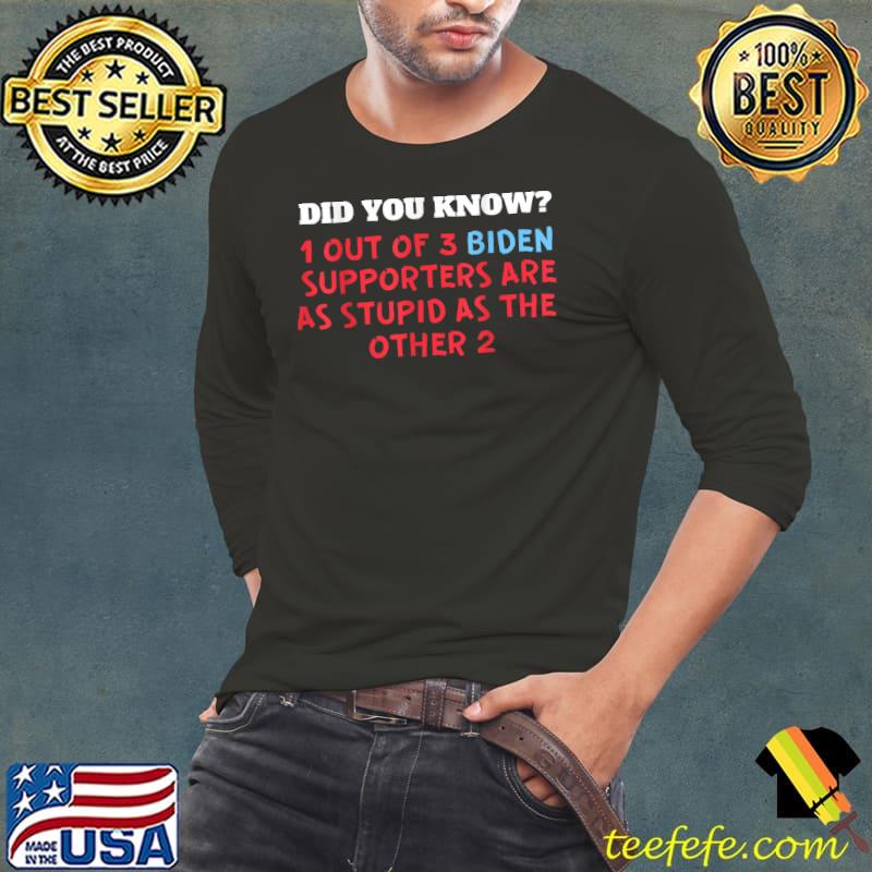 Top 1 Out Of 3 Biden Supporters Are Just As Stupid T-Shirt Long Sleeve Tee Top 1 Out Of 3 Biden Supporters Are Just As Stupid T-Shirt Long Sleeve Tee