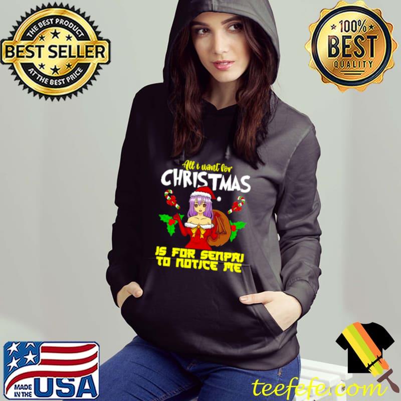Top Anime Manga Gaming Cosplay Merry Christmas Senpai Notice Me Shirt