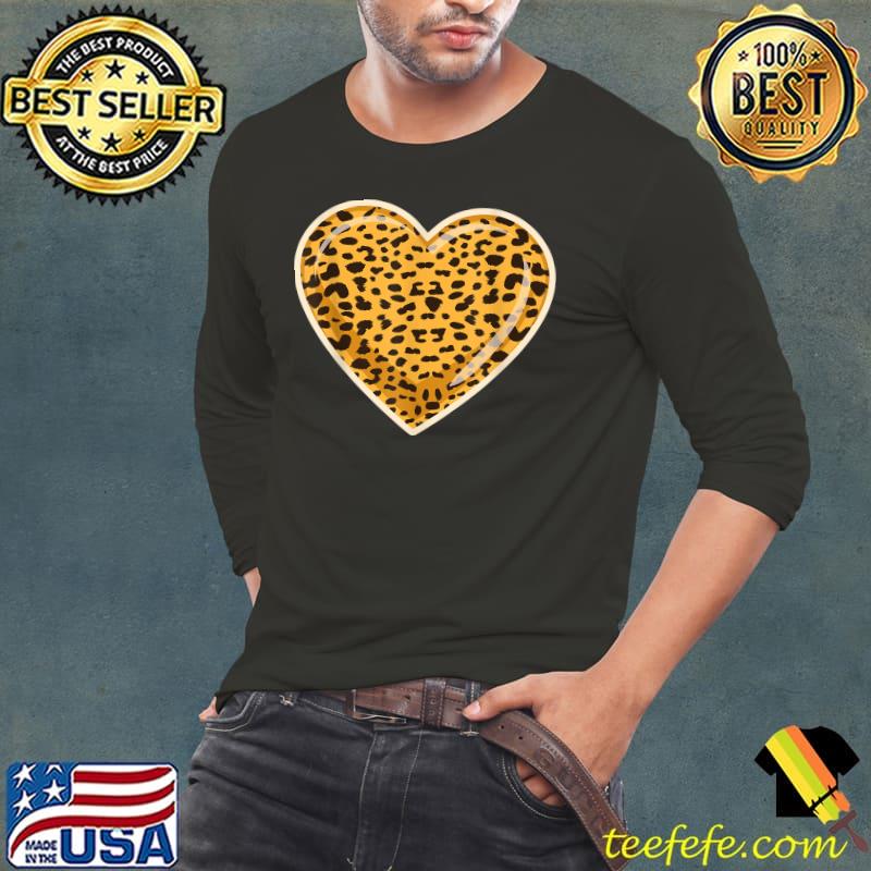Top Cheetah Print Heart T-Shirt Long Sleeve Tee Top Cheetah Print Heart T-Shirt Long Sleeve Tee