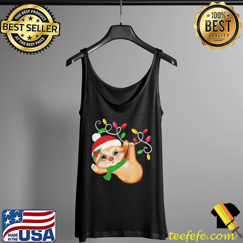 Top Children’s Cute Christmas Sloth Hanging on Christmas Lights Shirt Tank Top Top Children’s Cute Christmas Sloth Hanging on Christmas Lights Shirt Tank Top