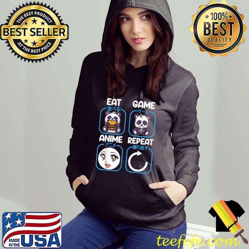 Top Eat Game Anime Repeat Shirts Kawaii Panda T-Shirt Top Eat Game Anime Repeat Shirts Kawaii Panda T-Shirt