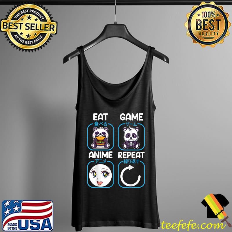 Top Eat Game Anime Repeat Shirts Kawaii Panda T-Shirt Tank Top Top Eat Game Anime Repeat Shirts Kawaii Panda T-Shirt Tank Top