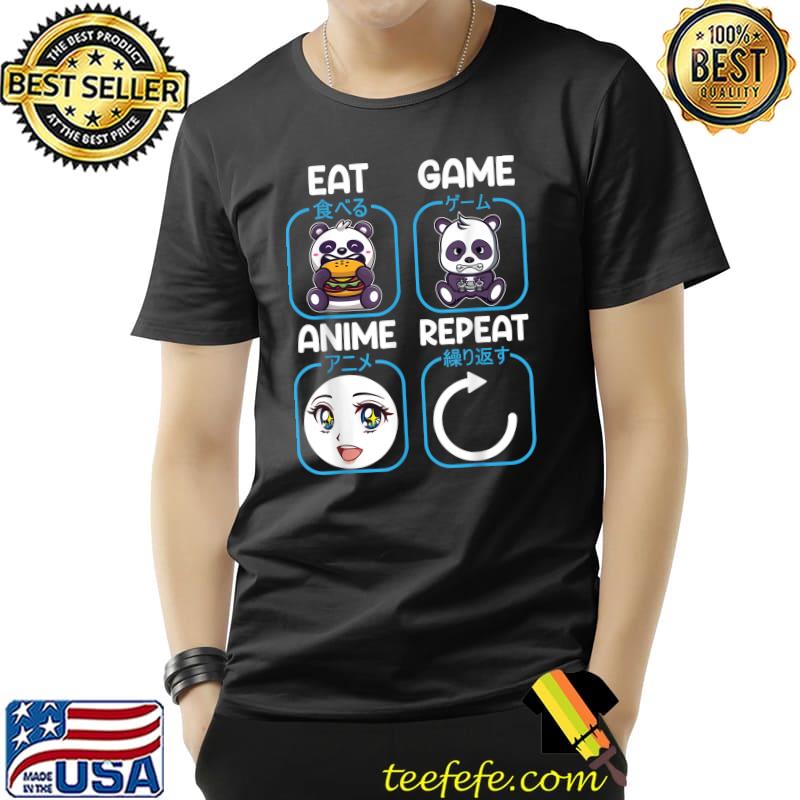 Top Eat Game Anime Repeat Shirts Kawaii Panda T-Shirt Unisex Top Eat Game Anime Repeat Shirts Kawaii Panda T-Shirt Unisex