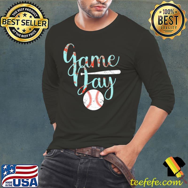 Top 'Game Day' Baseball Dad or Mom Retro Vintage T- Long Sleeve Tee Top 'Game Day' Baseball Dad or Mom Retro Vintage T- Long Sleeve Tee