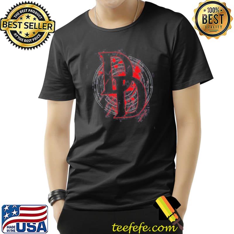 Top Marvel Daredevil DD Logo Vortex Red Rain Graphic T-Shirt Unisex Top Marvel Daredevil DD Logo Vortex Red Rain Graphic T-Shirt Unisex