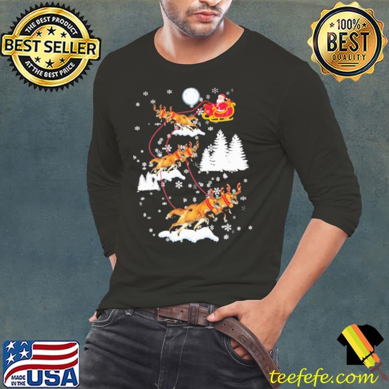 Top Rain Fox Santa Christmas Shirt Long Sleeve Tee Top Rain Fox Santa Christmas Shirt Long Sleeve Tee