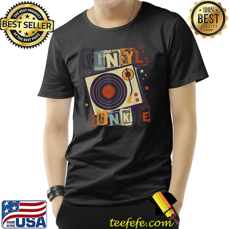 Top Retro Vinyl Junkie Graphic Record Player Vintage Style T-Shirt Unisex Top Retro Vinyl Junkie Graphic Record Player Vintage Style T-Shirt Unisex
