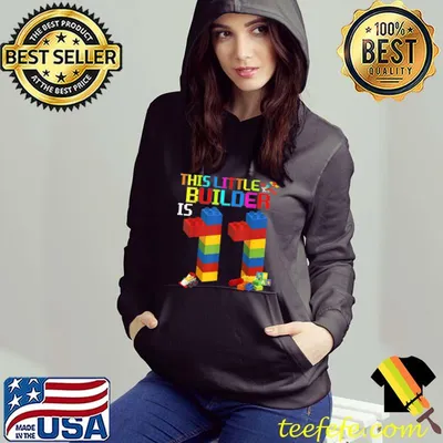 Top This Little Builder Is 11 Birthday Boy Building Blocks Brick T-Shirt