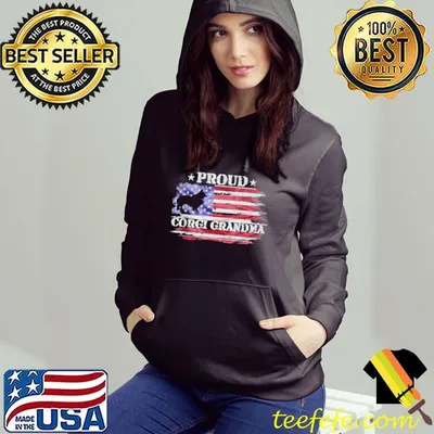 Top Vintage usa flag proud welsh corgI dog grandma silhouette shirt