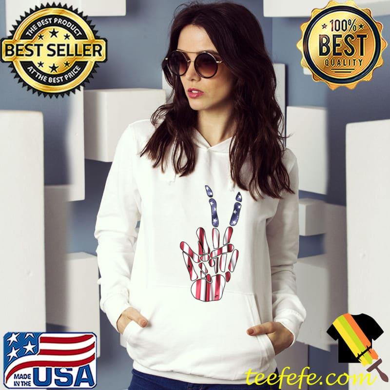 4th Of July American Flag Peace Sign Hand Patriotic T-Shirt