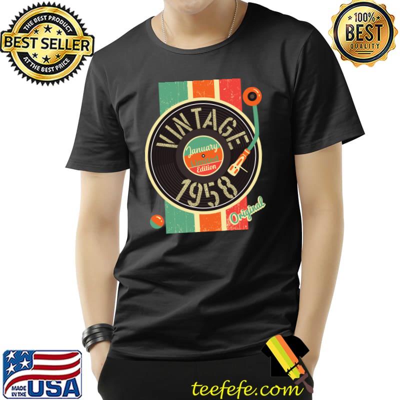 Awesome 64 years birthday man 1958 January vinyl turntable T Shirt Unisex Awesome 64 years birthday man 1958 January vinyl turntable T Shirt Unisex