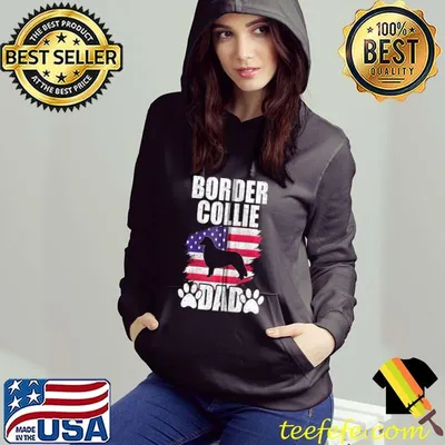 Awesome Border Collie Dad Dog Lover American US Flag T-shirt