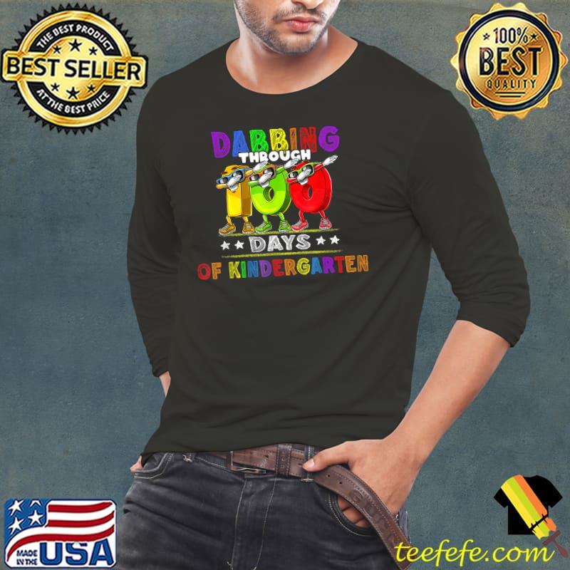 Awesome Dabbing Through 100 Days Of Kindergarten Kids School T-Shirt Long Sleeve Tee Awesome Dabbing Through 100 Days Of Kindergarten Kids School T-Shirt Long Sleeve Tee