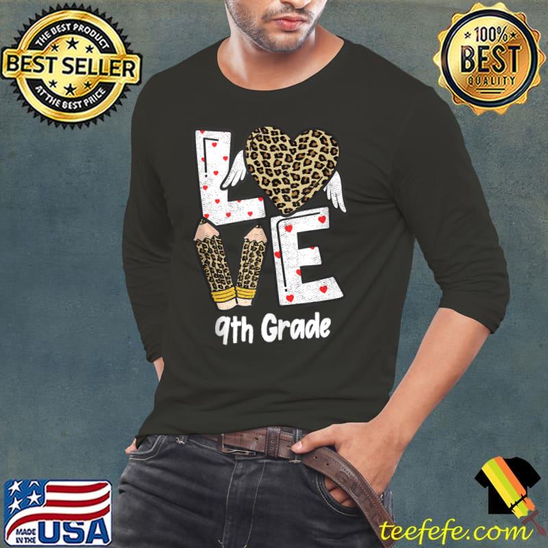 Awesome Valentines Day Love 9th Grade Leopard Teacher life heart T- Long Sleeve Tee Awesome Valentines Day Love 9th Grade Leopard Teacher life heart T- Long Sleeve Tee