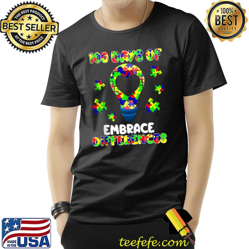 Best 100 Days Of Embrace Differences Autism Awareness Teacher T Shirt Unisex Best 100 Days Of Embrace Differences Autism Awareness Teacher T Shirt Unisex