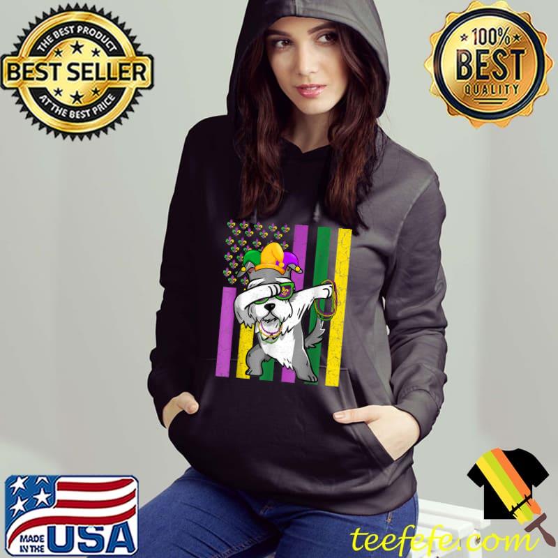 Funny American Flag Mardi Gras Schnauzer Dog Festival Puppy Lover T-Shirt