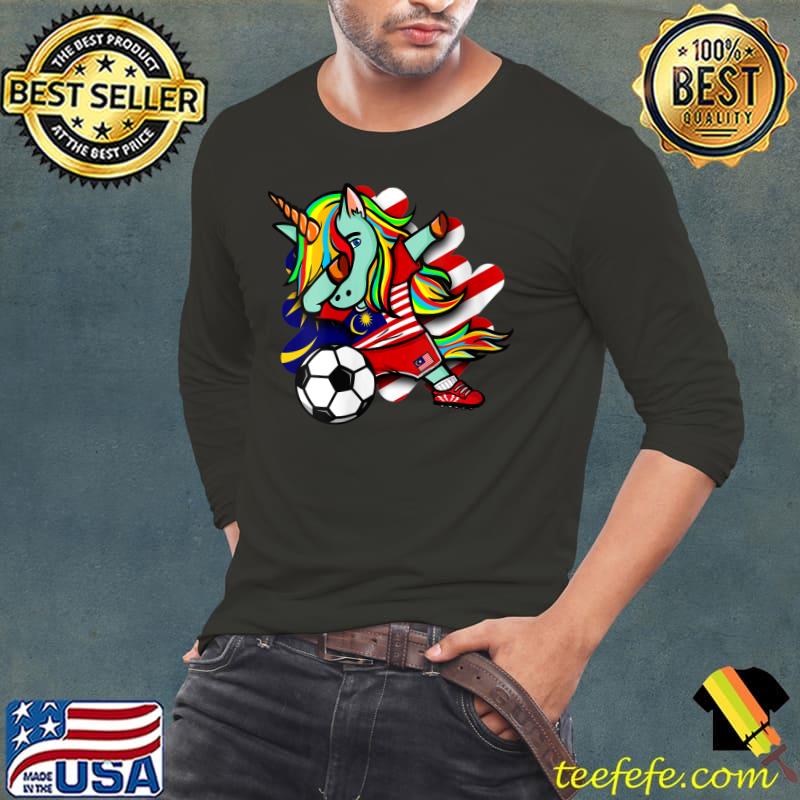 Funny Dabbing Unicorn Malaysia Soccer Lovers Jersey Malaysian Flag T Shirt Long Sleeve Tee Funny Dabbing Unicorn Malaysia Soccer Lovers Jersey Malaysian Flag T Shirt Long Sleeve Tee