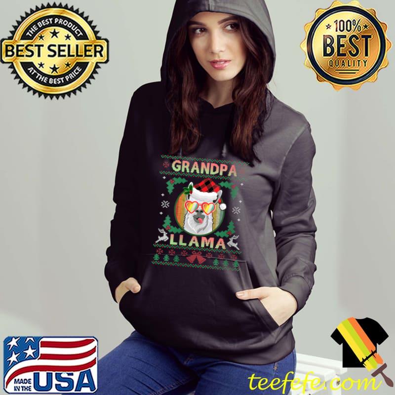 Funny Grandpa Papa Llama Matching Family Christmas Llama Pajama T-shirt