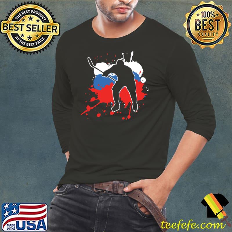 Funny Russia Flag Hockey Player - Russian Ice Hockey T- Long Sleeve Tee Funny Russia Flag Hockey Player - Russian Ice Hockey T- Long Sleeve Tee