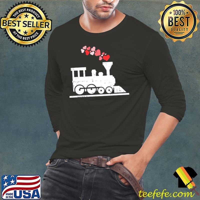 Funny Train Hearts Valentines Day Cute V-Day Pajama Boys Kids T- Long Sleeve Tee Funny Train Hearts Valentines Day Cute V-Day Pajama Boys Kids T- Long Sleeve Tee
