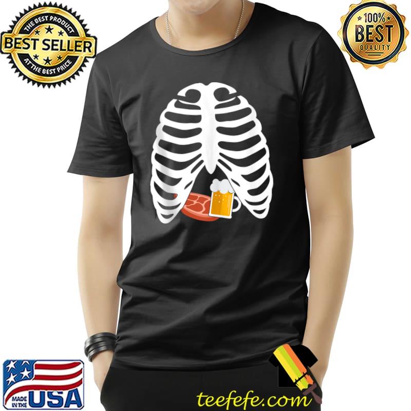 Halloween Funny Beer & Steak Costume Skeleton Rib Cage T- Unisex Halloween Funny Beer & Steak Costume Skeleton Rib Cage T- Unisex