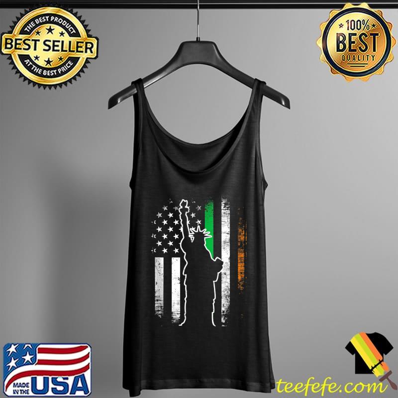 Irish America Flag Liberty Statue St. Patrick's Day Heritage T- Tank Top Irish America Flag Liberty Statue St. Patrick's Day Heritage T- Tank Top