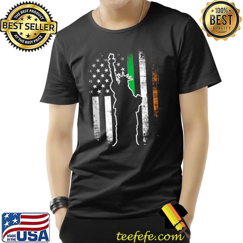 Irish America Flag Liberty Statue St. Patrick's Day Heritage T- Unisex Irish America Flag Liberty Statue St. Patrick's Day Heritage T- Unisex