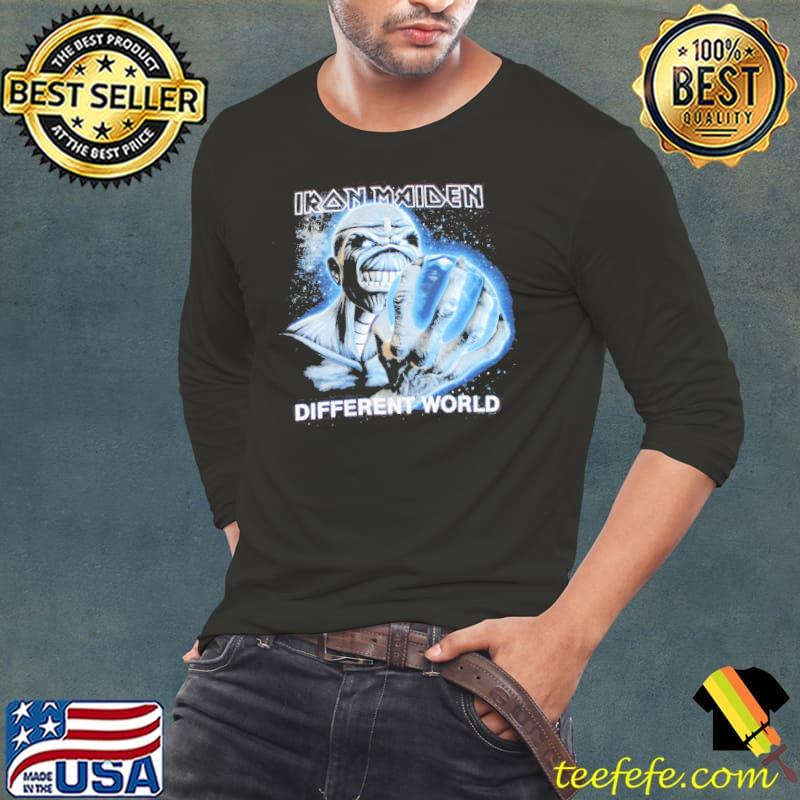 Iron Maiden Different World England T-Shirt Long Sleeve Tee Iron Maiden Different World England T-Shirt Long Sleeve Tee