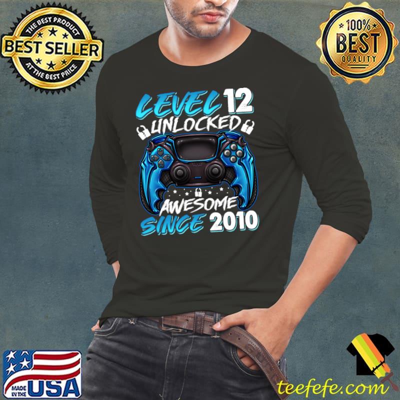 Level 12 Unlocked Awesome Since 2010 12th Birthday T- Long Sleeve Tee Level 12 Unlocked Awesome Since 2010 12th Birthday T- Long Sleeve Tee