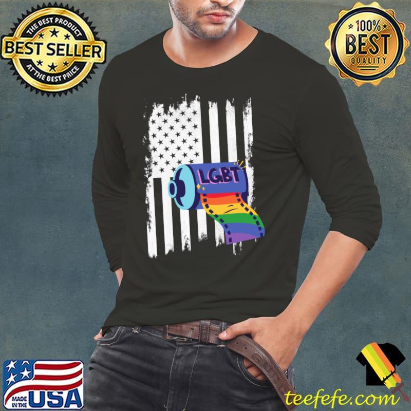 LGBTQ Distressed USA Flag T- Long Sleeve Tee LGBTQ Distressed USA Flag T- Long Sleeve Tee
