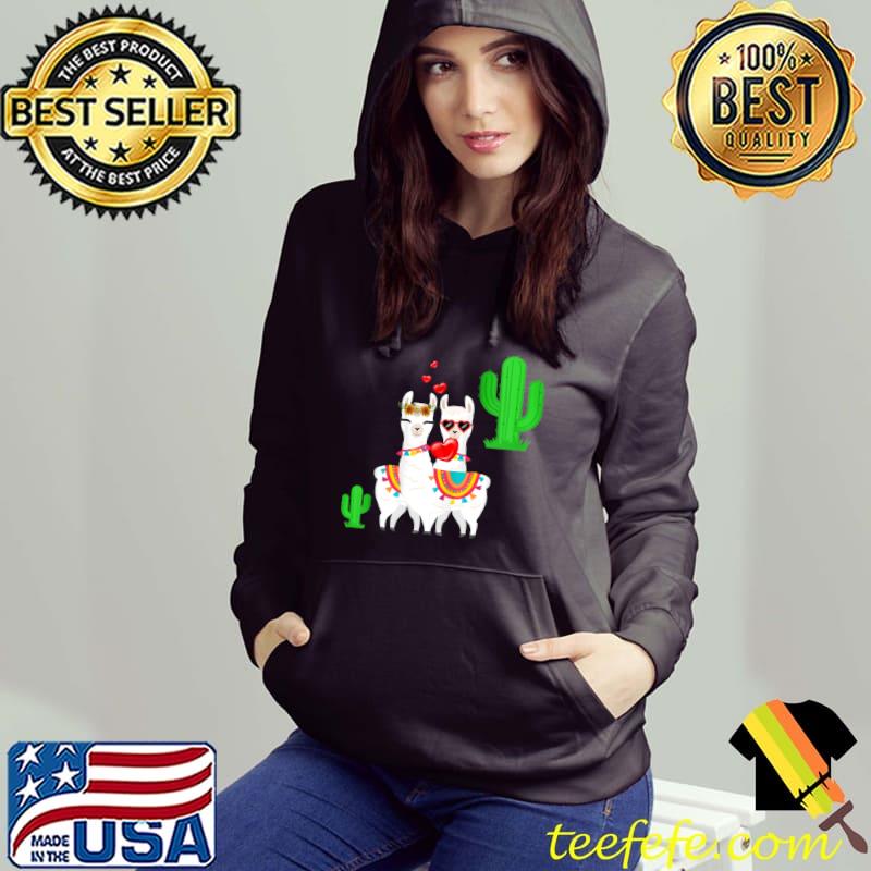 Llama Animal Lover Funny Heart Glasses Llama Valentine's Day T-Shirt