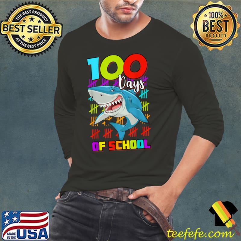 Nice 100 Days Of School Shark Lover Boys Girls 100 Days Smarter T-Shirt Long Sleeve Tee Nice 100 Days Of School Shark Lover Boys Girls 100 Days Smarter T-Shirt Long Sleeve Tee