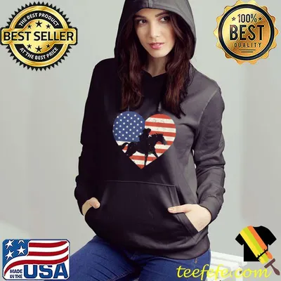 Nice Horseback Rider Horse Lover American Flag Heart Cowgirl T-Shirt