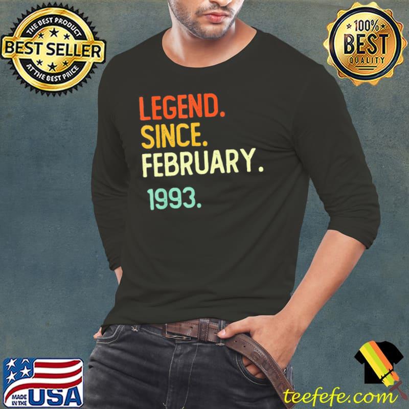 Official 29Th Birthday 29 Years Old Legend Since February 1993 T-Shirt Long Sleeve Tee Official 29Th Birthday 29 Years Old Legend Since February 1993 T-Shirt Long Sleeve Tee