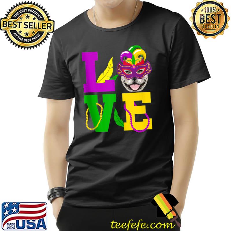 Official I Love Mardi Gras Pitbull Dog Costume Puppy Lover T- Unisex Official I Love Mardi Gras Pitbull Dog Costume Puppy Lover T- Unisex