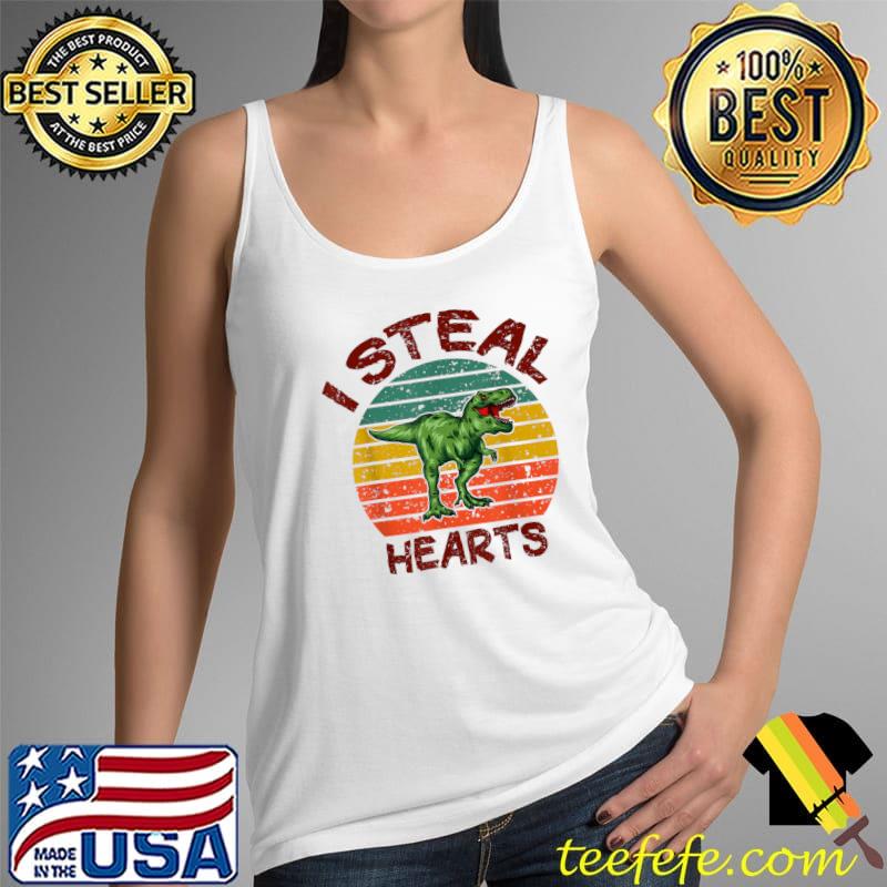 Official Valentines Day T-rex Dinosaur I Steal Hearts For Familly T-Shirt Tank Top Official Valentines Day T-rex Dinosaur I Steal Hearts For Familly T-Shirt Tank Top
