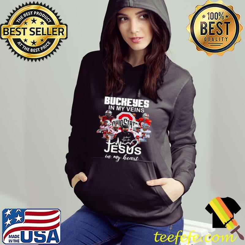 Ohio State Buckeyes In My veins Jesus in my heart signatures shirt