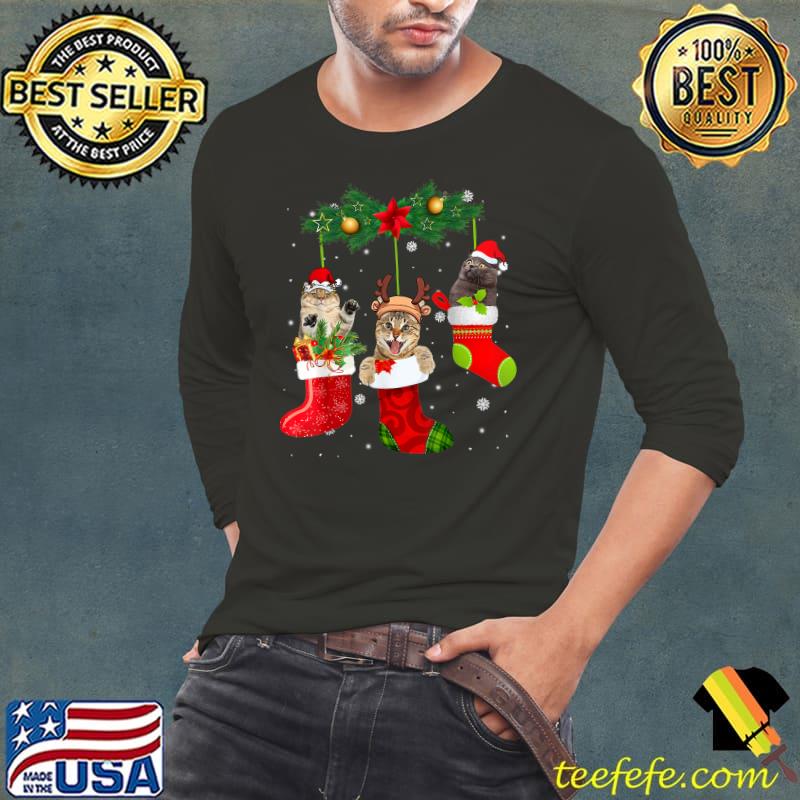 Original Cute Cats In Christmas Sock Funny Family Matching Cat Lover T-Shirt Long Sleeve Tee Original Cute Cats In Christmas Sock Funny Family Matching Cat Lover T-Shirt Long Sleeve Tee