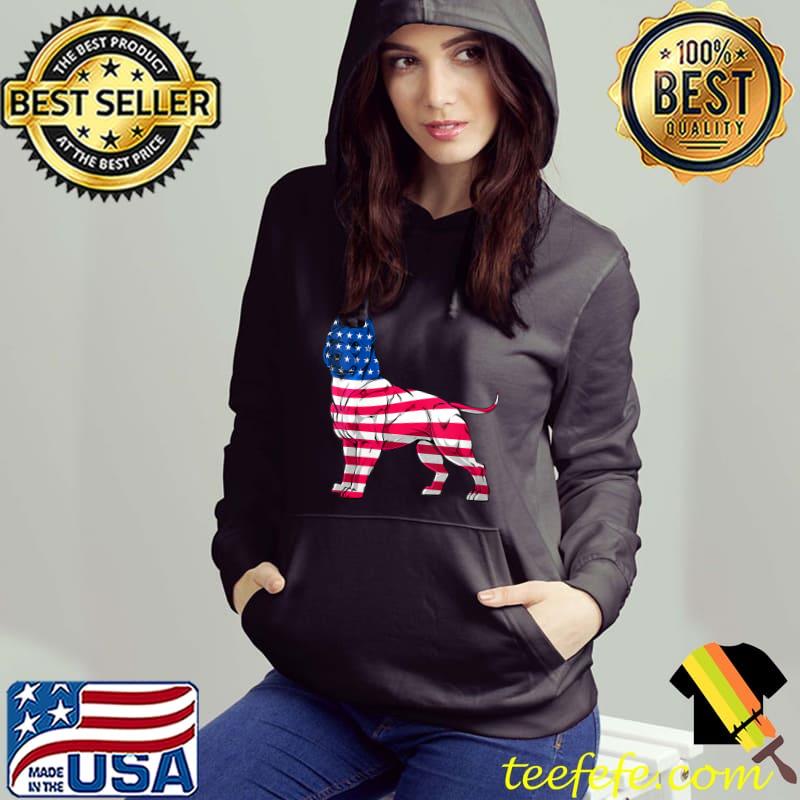 Pitbull USA Flag Patriotic I Love My Pitbull Dog 4th of July T-shirt