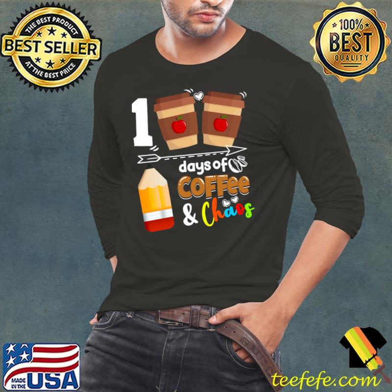 Premium 100 Days Of Coffee & Chaos - 100th Day School Teacher T- Long Sleeve Tee Premium 100 Days Of Coffee & Chaos - 100th Day School Teacher T- Long Sleeve Tee