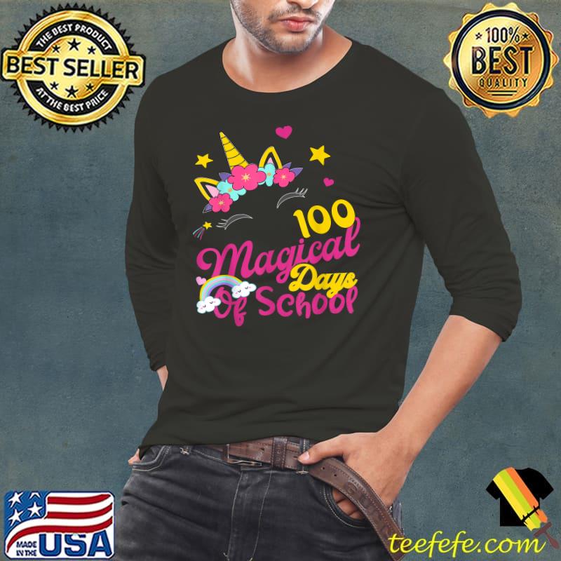 Premium 100 Magical Days of Kindergarten School Unicorn Girl Pink T-Shirt Long Sleeve Tee Premium 100 Magical Days of Kindergarten School Unicorn Girl Pink T-Shirt Long Sleeve Tee