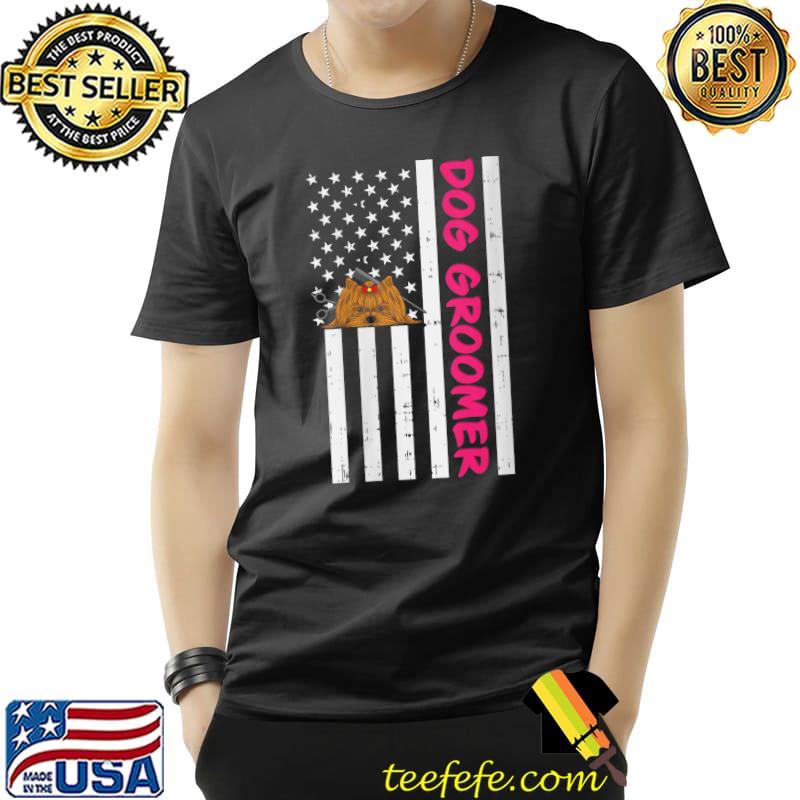 Premium USA Flag - American Dog Flag - Patriotic Dog Groomer T-Shirt Unisex Premium USA Flag - American Dog Flag - Patriotic Dog Groomer T-Shirt Unisex