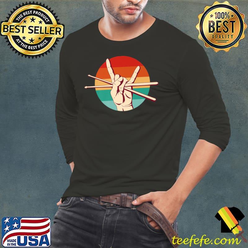 Retro Drumsticks Drummer Gifts Drums Hand Premium T-Shirt Long Sleeve Tee Retro Drumsticks Drummer Gifts Drums Hand Premium T-Shirt Long Sleeve Tee