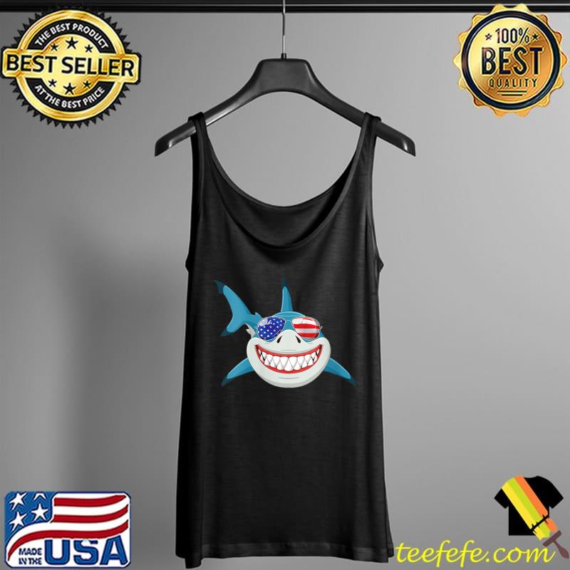 Shark American Flag Glassed 4th of July Shark Lovers T- Tank Top Shark American Flag Glassed 4th of July Shark Lovers T- Tank Top