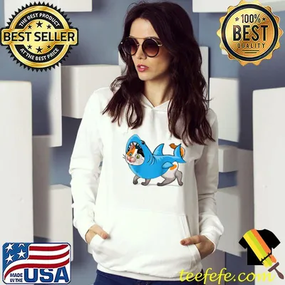 Shark Kawaii Cute Cat Wearing Shark Costume Kitten Lovers T-Shirt