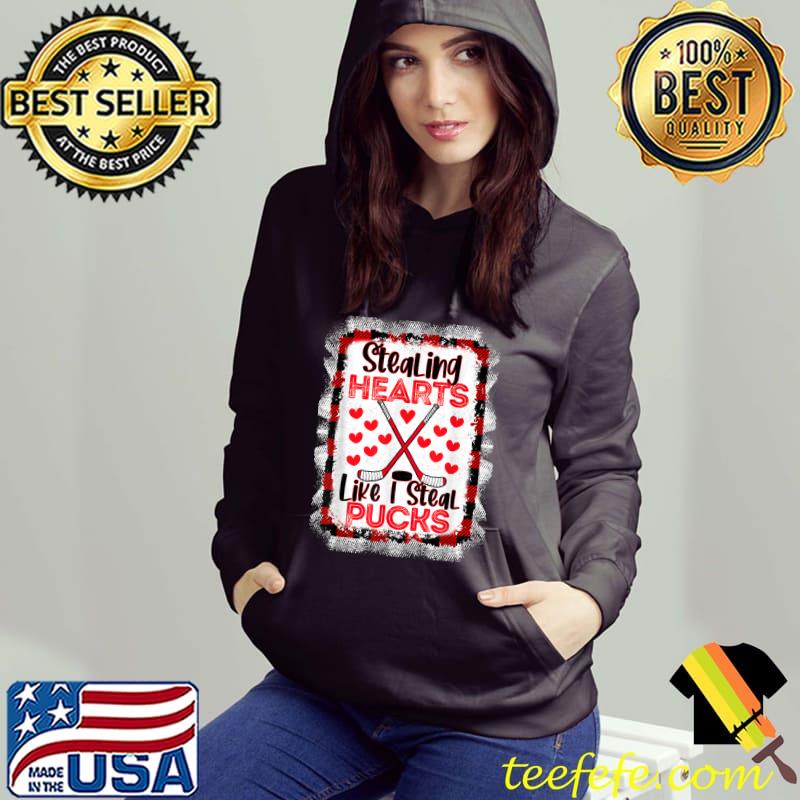 Stealing Hearts Like I Steal Pucks Valentines Day Ice Hockey T-Shirt