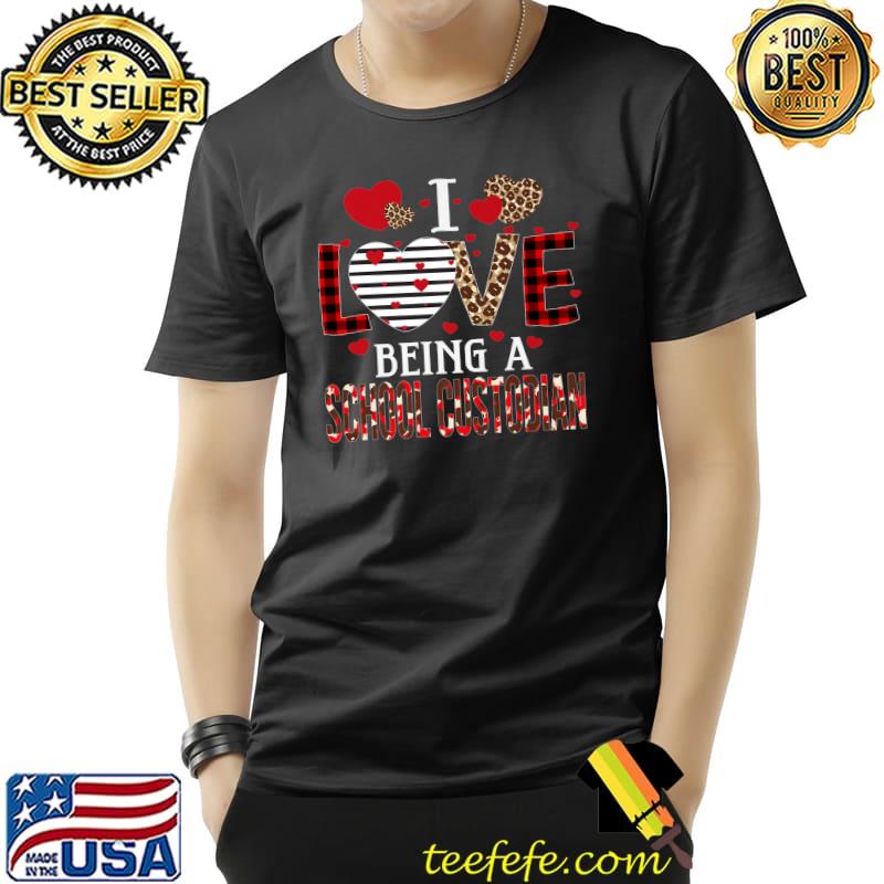 Top I Love Being A School Custodian Red Plaid Hearts Valentines Premium T-Shirt Unisex Top I Love Being A School Custodian Red Plaid Hearts Valentines Premium T-Shirt Unisex