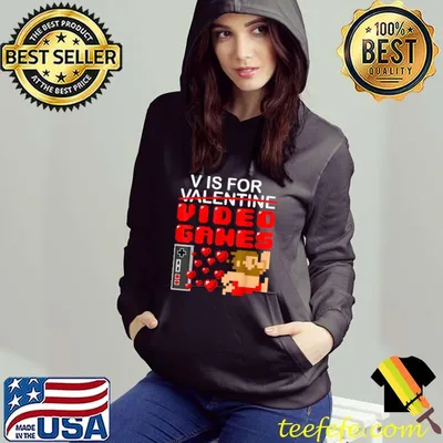 Top Retro Gamer V Is For Video Games Funny Valentines Day Pixel T-Shirt